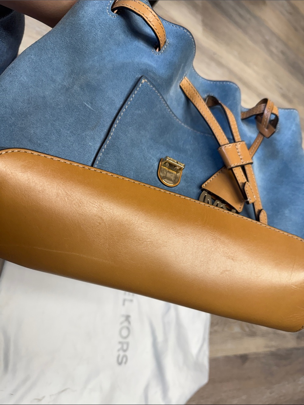 Michael Kors Blue Suede and Tan Leather Backpack 🎒 one size - Picture 7 of 12